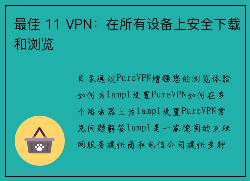 最佳 11 VPN：在所有设备上安全下载和浏览